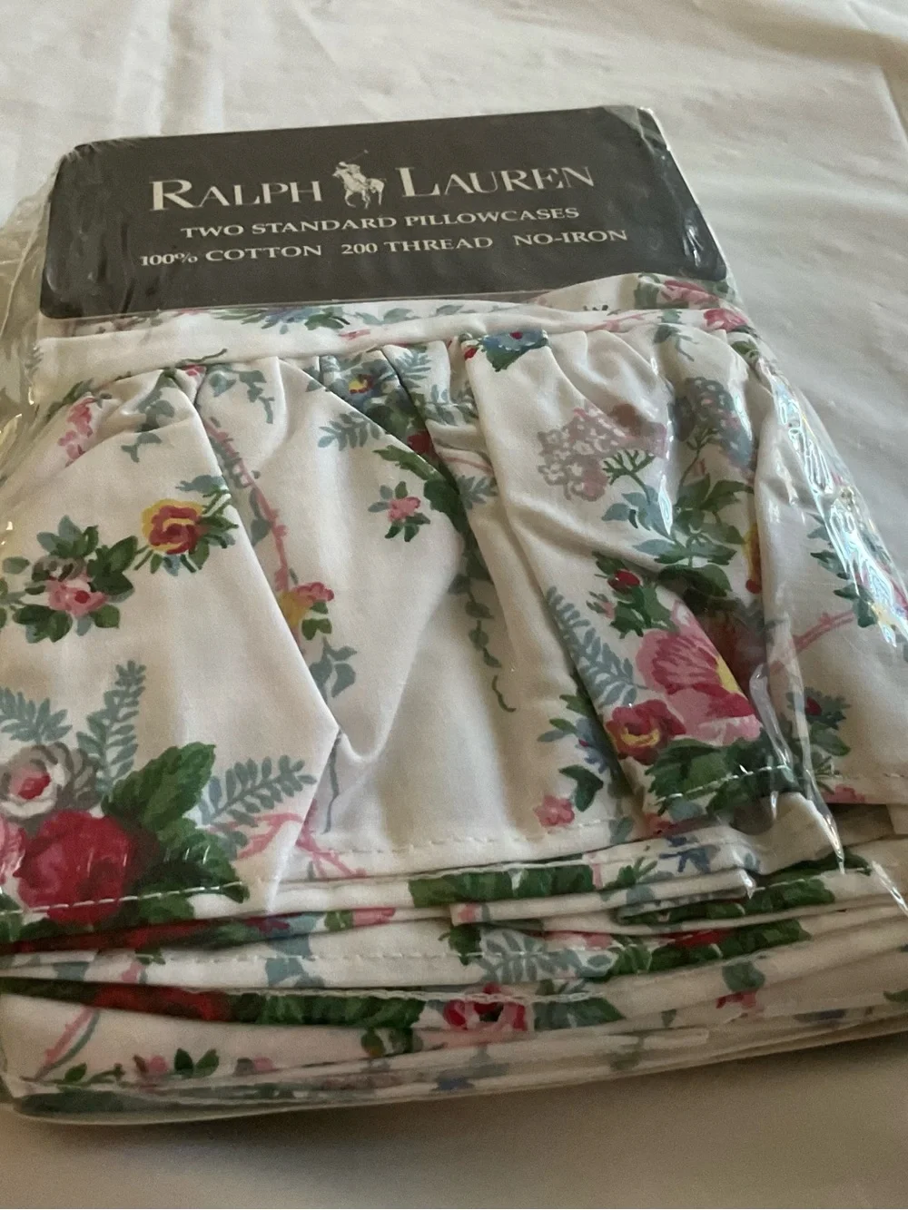New VINTAGE Ralph Lauren BLAINE Floral Ruffled 2 Standard Pillowcases